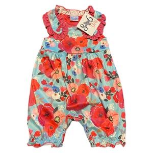 NWT 806 Girl Floral Sleeveless Romper, 3-6 Months